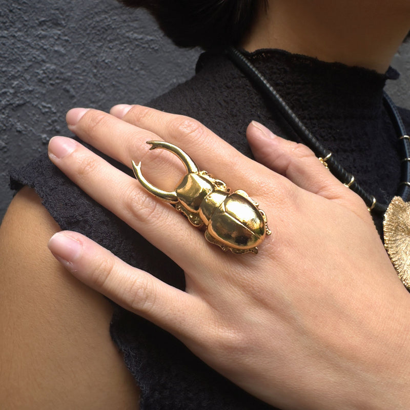 Oro Anello Anello Con Scarabeo Egizio Antico Amuleto Egiziano In