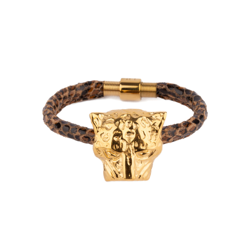 Pulsera Cabeza Jaguar Con Print Leopardo