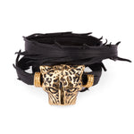 Pulsera Jaguar triple cuero plano con rosquillas