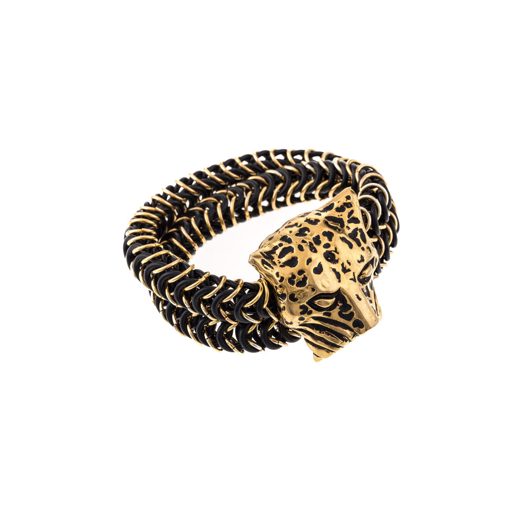 Pulsera Tubular Elástica Doble Jaguar, pulsera de autor hecha a mano - Elena Estaun