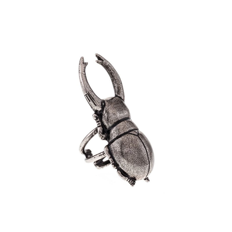 Anillo escarabajo egipcio mediano color acero