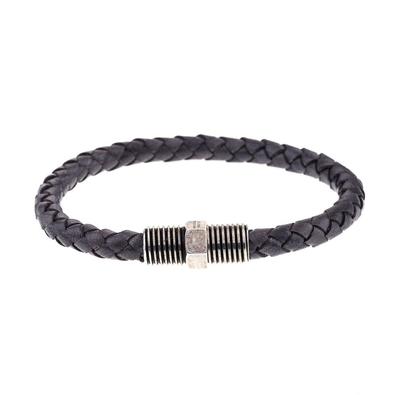 Pulsera para hombre cuero gris cierre magnético