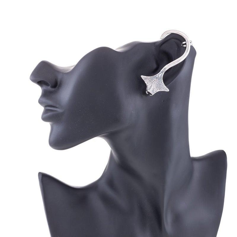 Pendientes grandes de mantarraya  color acero