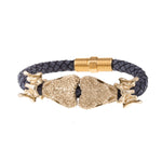 Pulsera gris para hombre Cabeza Serpiente Doble Queen