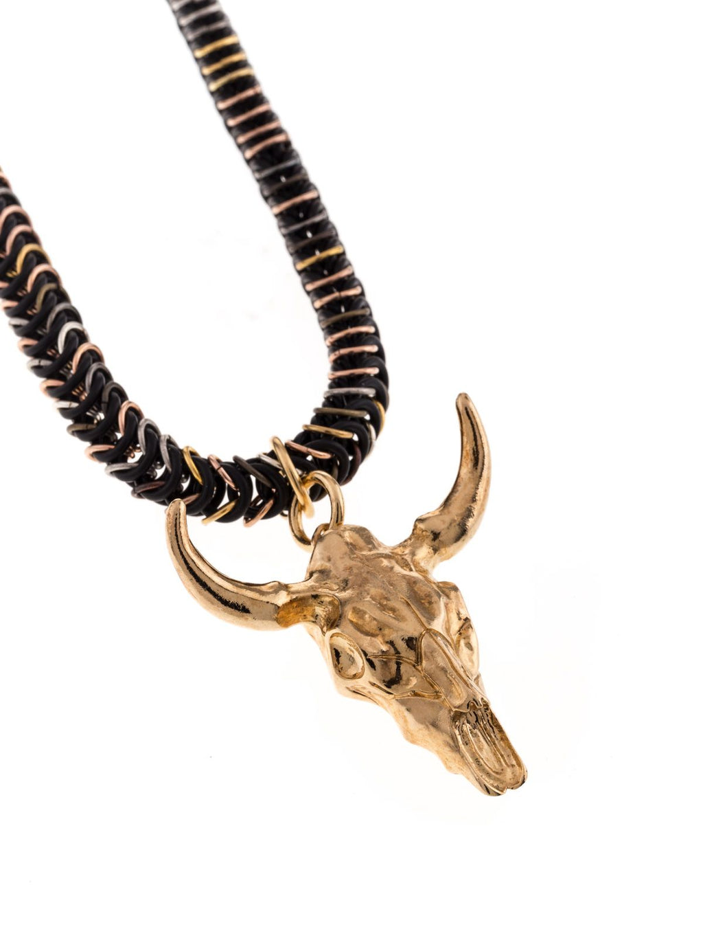 Golden bull head necklace