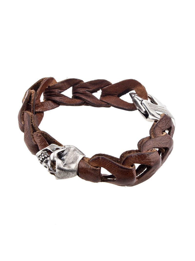 Pulsera eslabones de cuero para hombre